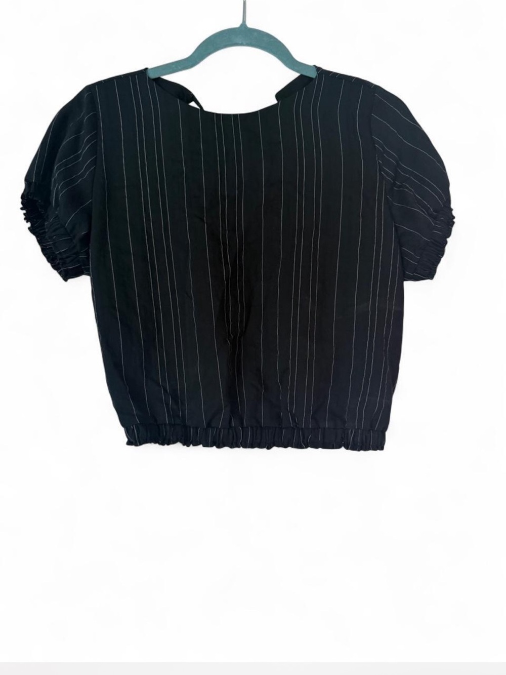 Peixoto Black Pinstripe Short-Sleeve Blouse